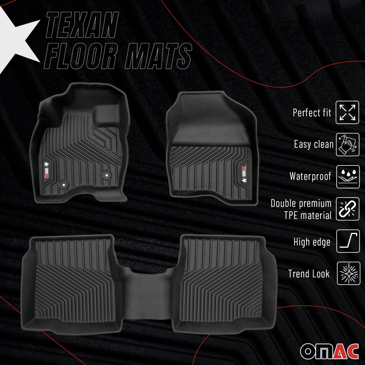 Ford Explorer Floor Mats - Front + Rear - Omac - Texan - '16-'19